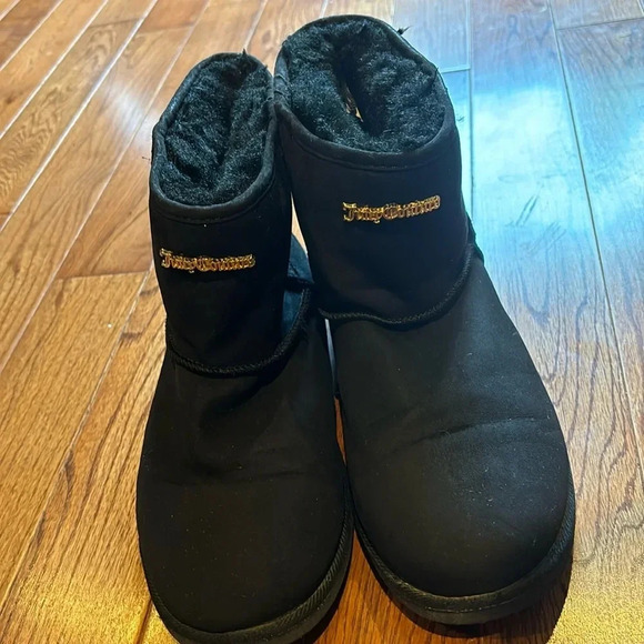 Juicy Couture faux fur studded black suede  boots Sz 10 - Picture 3 of 13